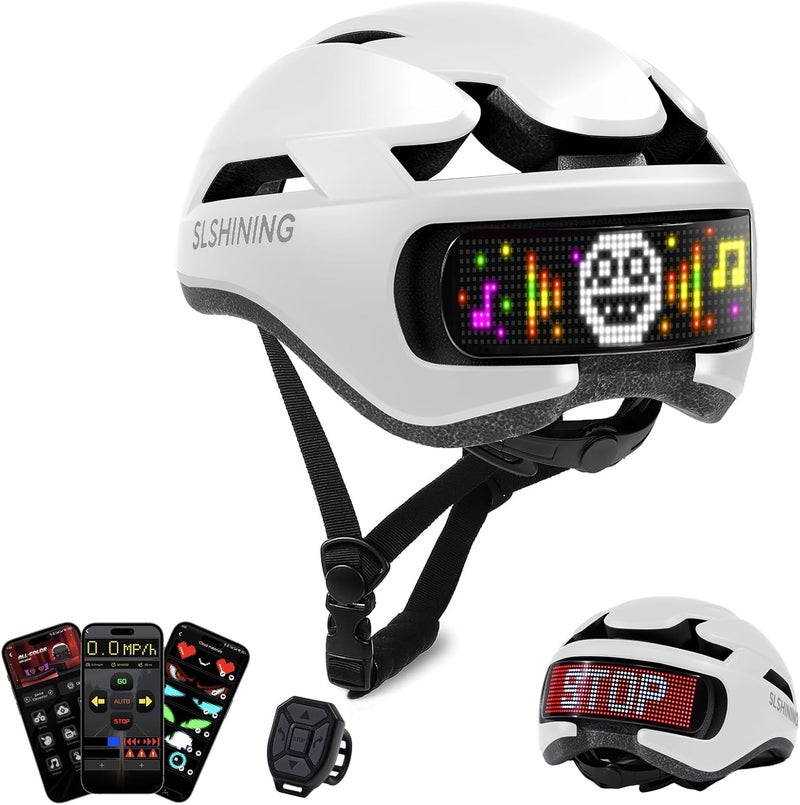 asteron Bike Helmet, Bicycle Helmets with Light, 360° High Visibility LED Display, Lightweight Adjustable Mountain Bike Helmet with Turn Signals, Smart APP Controlled, Helmets for Adults, Youth, Men & Women - Image 1